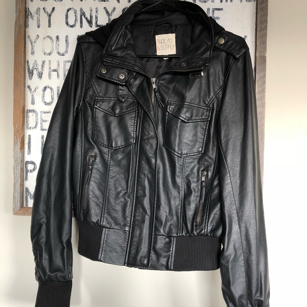 Thread & Supply Black Faux Leather Jacket